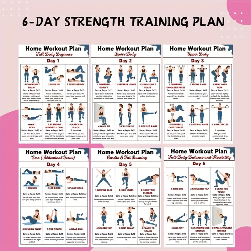 Workout Plan Home Gym - 6 poster da parete per il